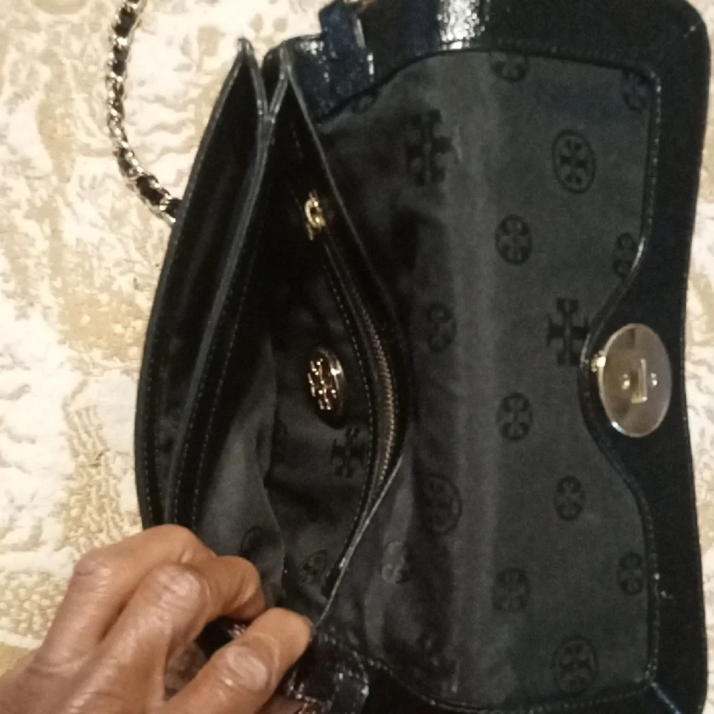 Tory Burch Black Crossbody Bag with Chain Strap Gold Hardware